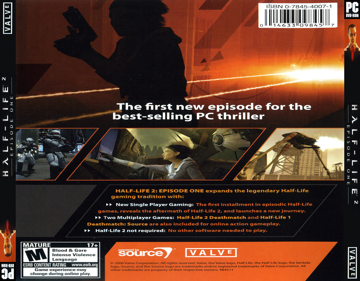 Half-Life 2: Episode One - zadn CD obal