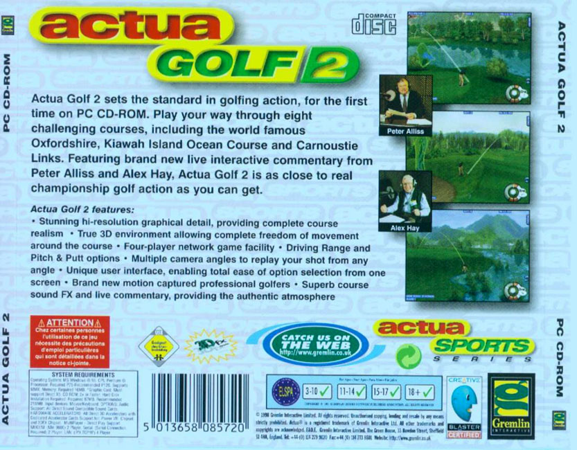 Actua Golf 2 - zadn CD obal
