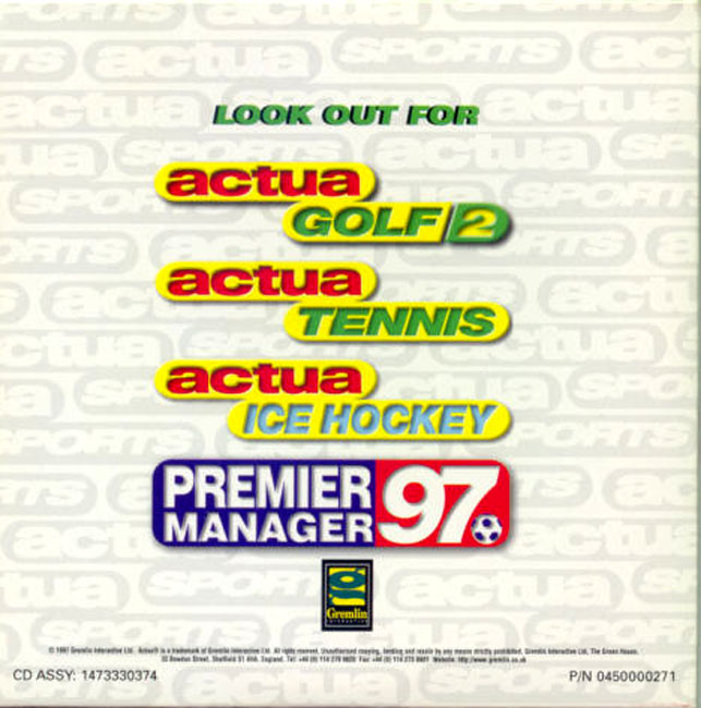 Actua Soccer 2 - zadn CD obal