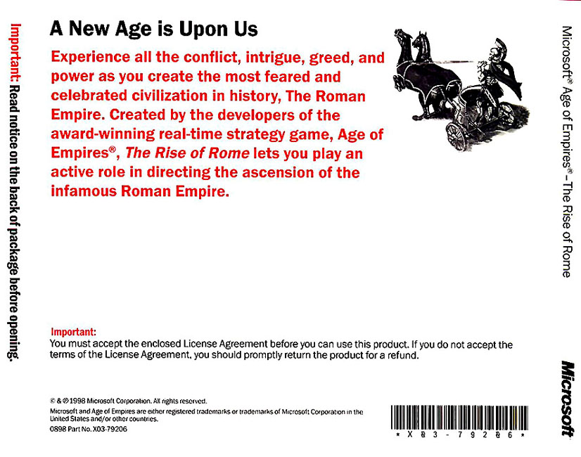 Age of Empires: The Rise of Rome - zadn CD obal