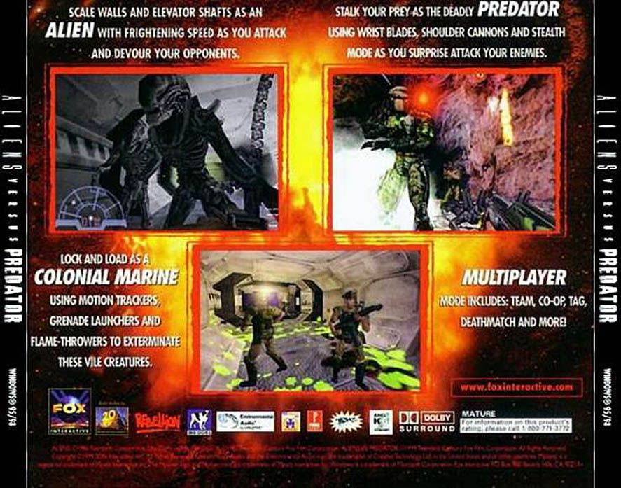 Aliens vs. Predator (1999) - zadn CD obal