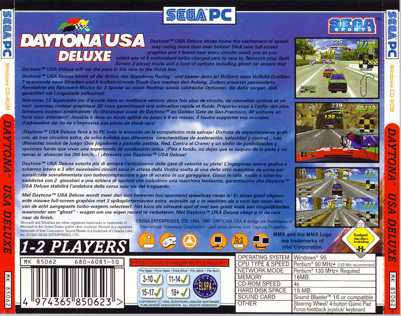 Daytona USA Deluxe - zadn CD obal