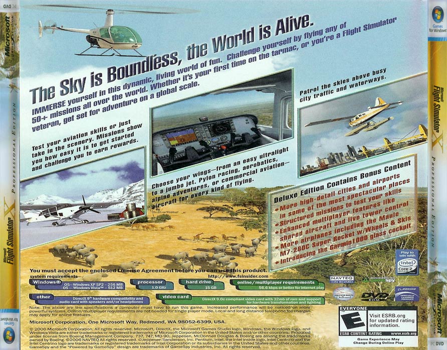 Microsoft Flight Simulator X - zadn CD obal
