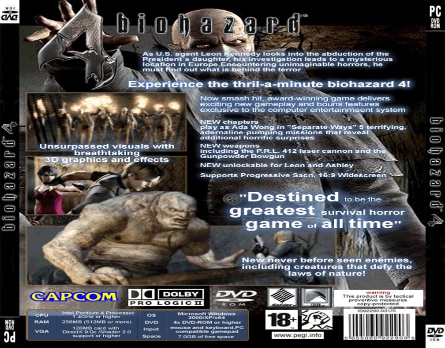 Resident Evil 4 - zadn CD obal 3