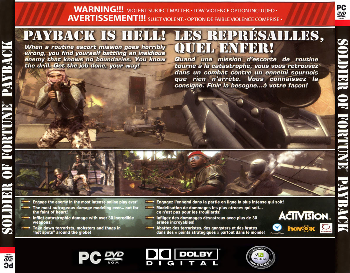 Soldier of Fortune 3: PayBack - zadn CD obal