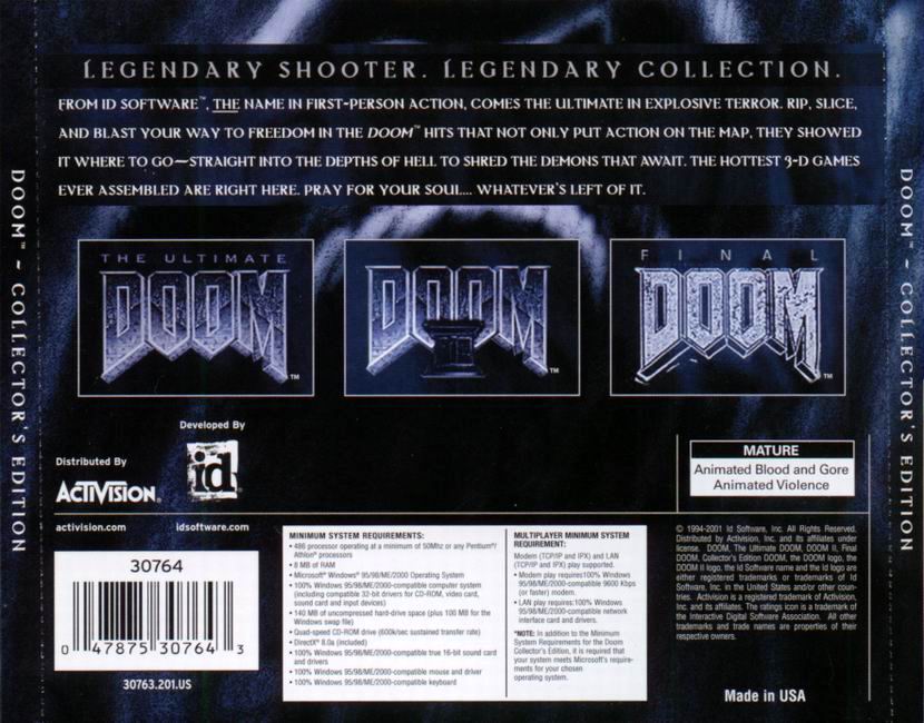 Doom: Collector's Edition - zadn CD obal