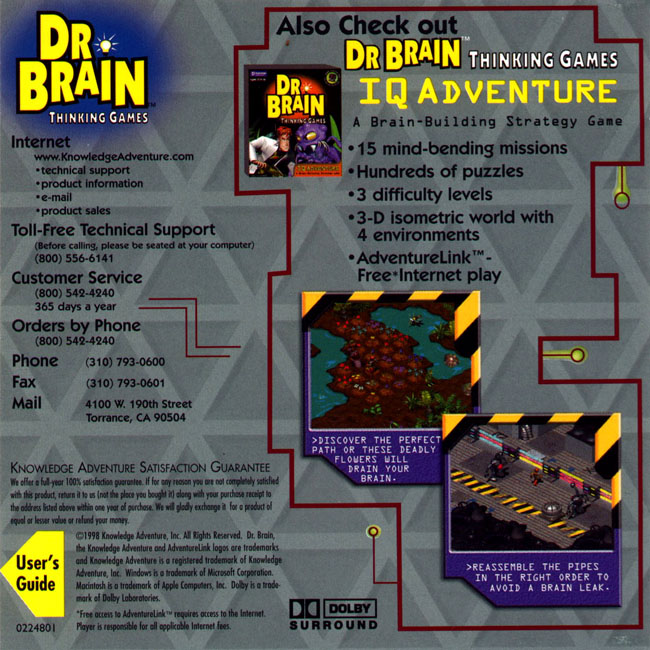 Dr. Brain Thinking Games: Puzzle Madness - pedn vnitn CD obal