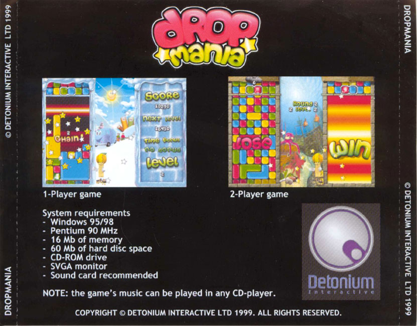 Drop Mania - zadn CD obal