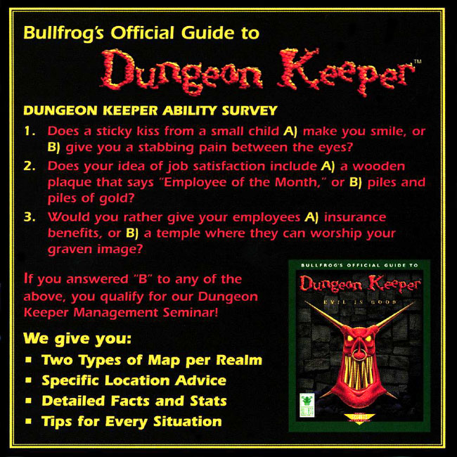 Dungeon Keeper - pedn vnitn CD obal
