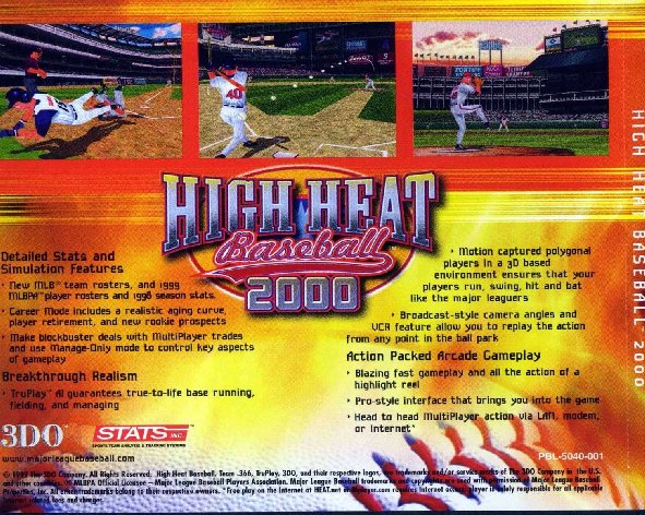 High Heat Baseball 2000 - zadn CD obal