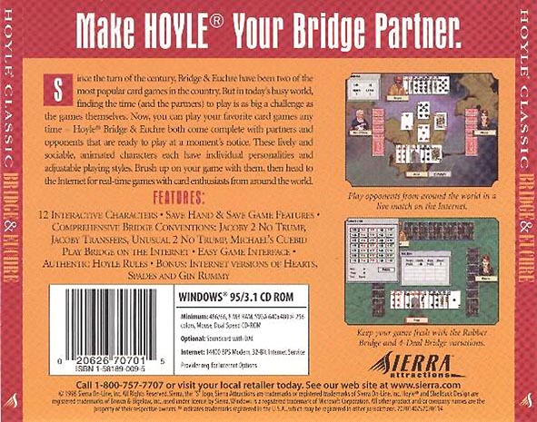 Hoyle Classic Bridge & Euchre - zadn CD obal