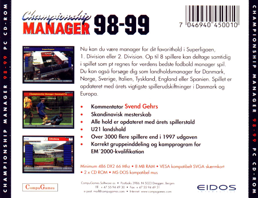 Championship Manager Season 98/99 - zadn CD obal