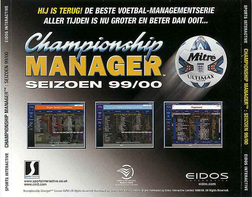 Championship Manager Season 99/00 - zadn CD obal