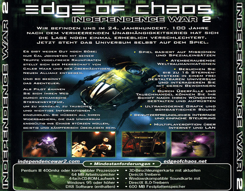 Independence War 2: Edge of Chaos - zadn CD obal