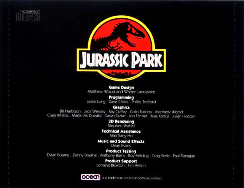 Jurassic Park - zadn CD obal