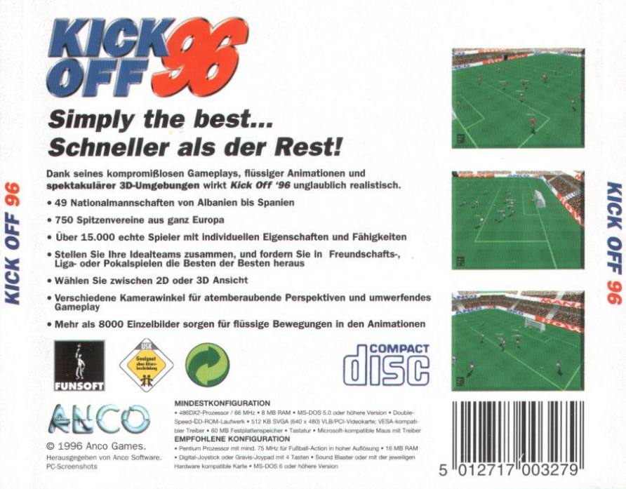 Kick Off 96 - zadn CD obal