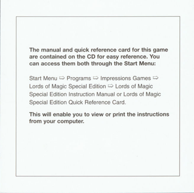 Lords of Magic: Special Edition - pedn vnitn CD obal