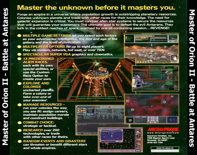 Master of Orion II: Battle at Antares - zadn CD obal