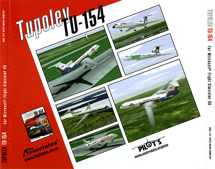 Tupolev TU-154 - For MS Flight Simulator 98 - zadn CD obal