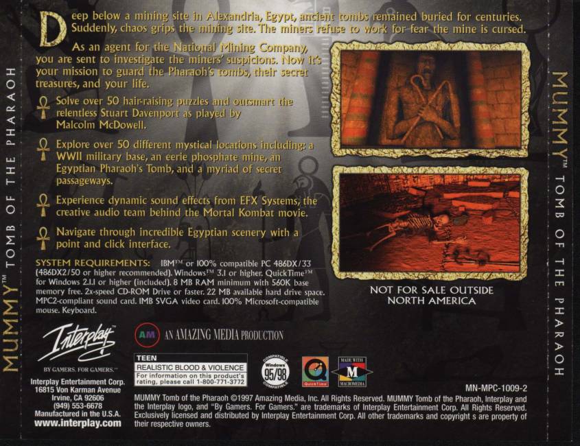 Mummy: Tomb of the Pharaoh - zadn CD obal