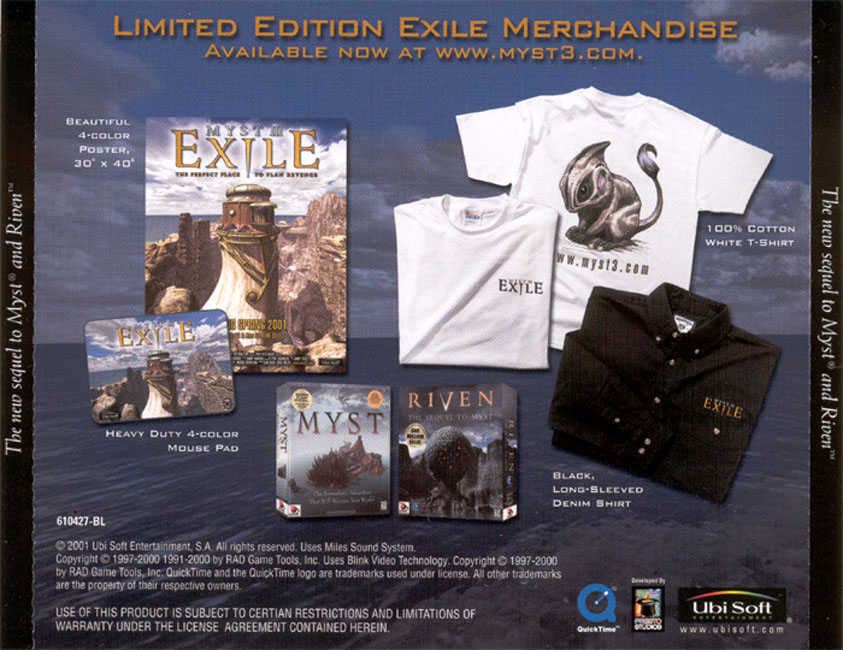 Myst 3: Exile - zadn CD obal