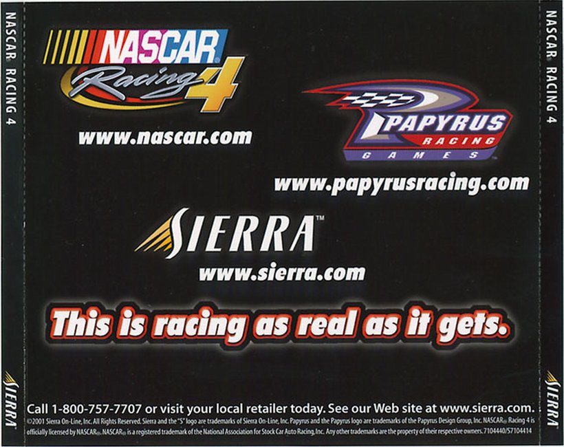 Nascar Racing 4 - zadn CD obal