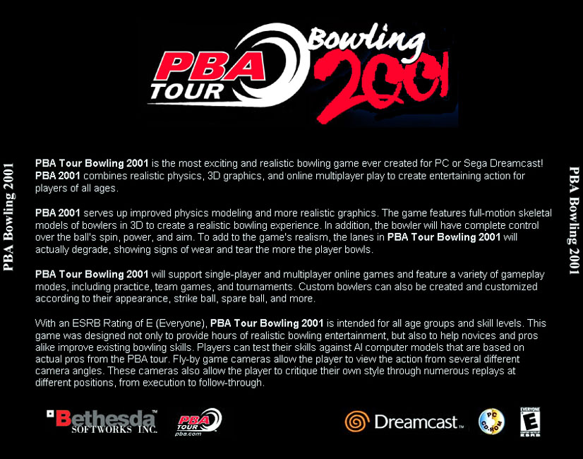 PBA Tour Bowling 2001 - zadn CD obal