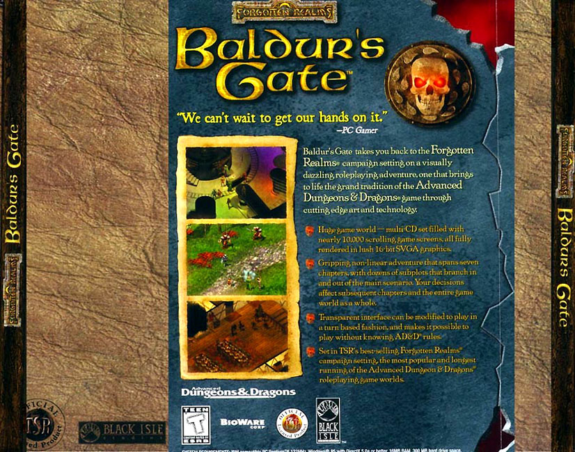 Baldur's Gate - zadn CD obal