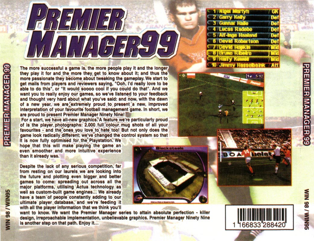 Premier Manager Ninety Nine - zadn CD obal 2