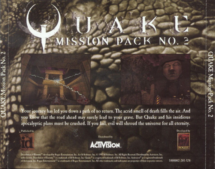 Quake Mission Pack 2: Dissolution of Eternity - zadn CD obal