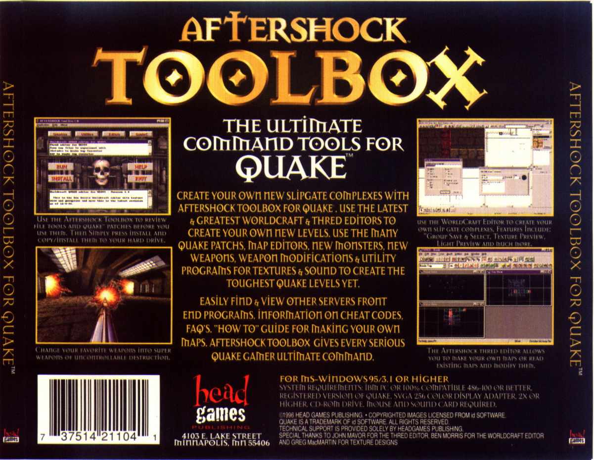 Quake: Aftershock ToolBox - zadn CD obal