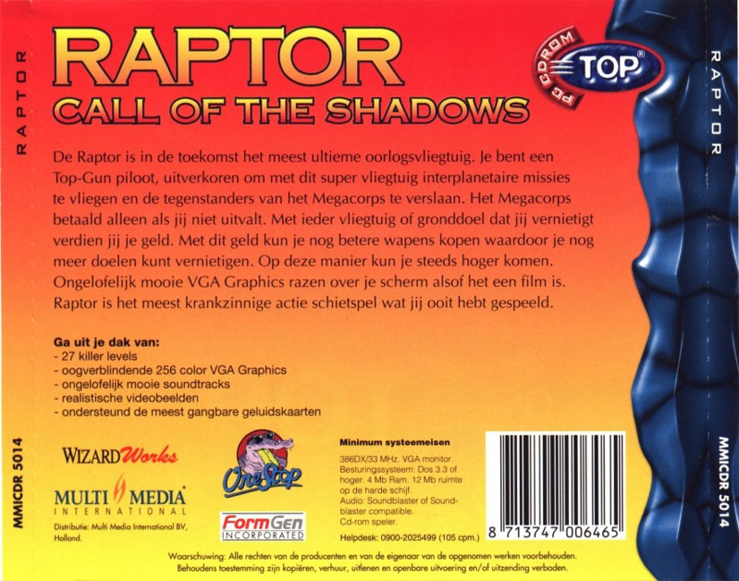 Raptor: Call of the Shadows - zadn CD obal
