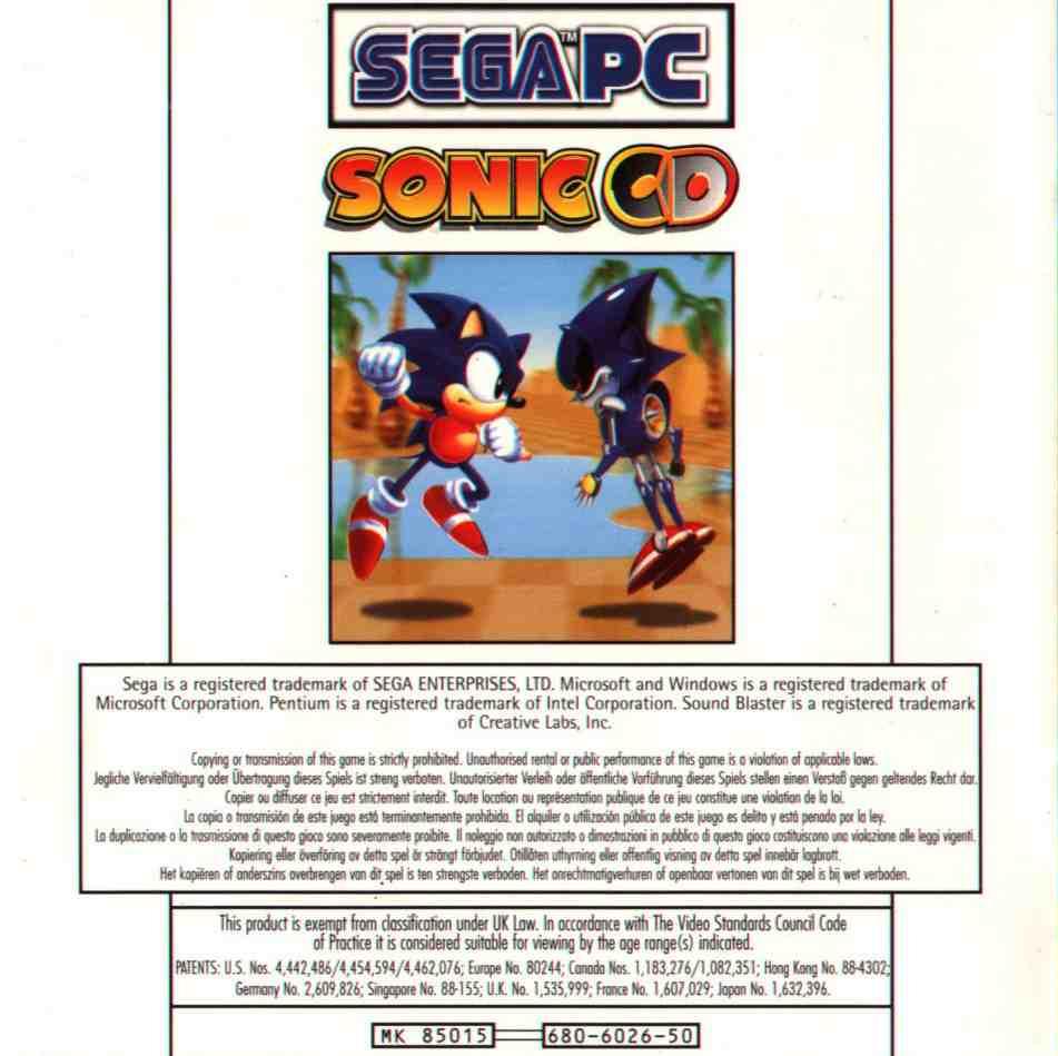 Sonic CD - pedn vnitn CD obal