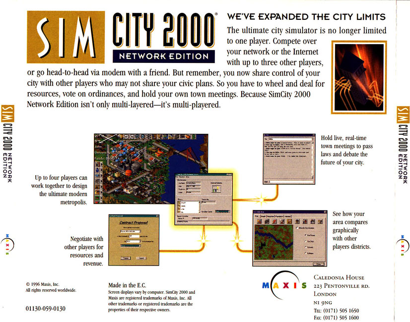 SimCity 2000: Network Edition - zadn CD obal