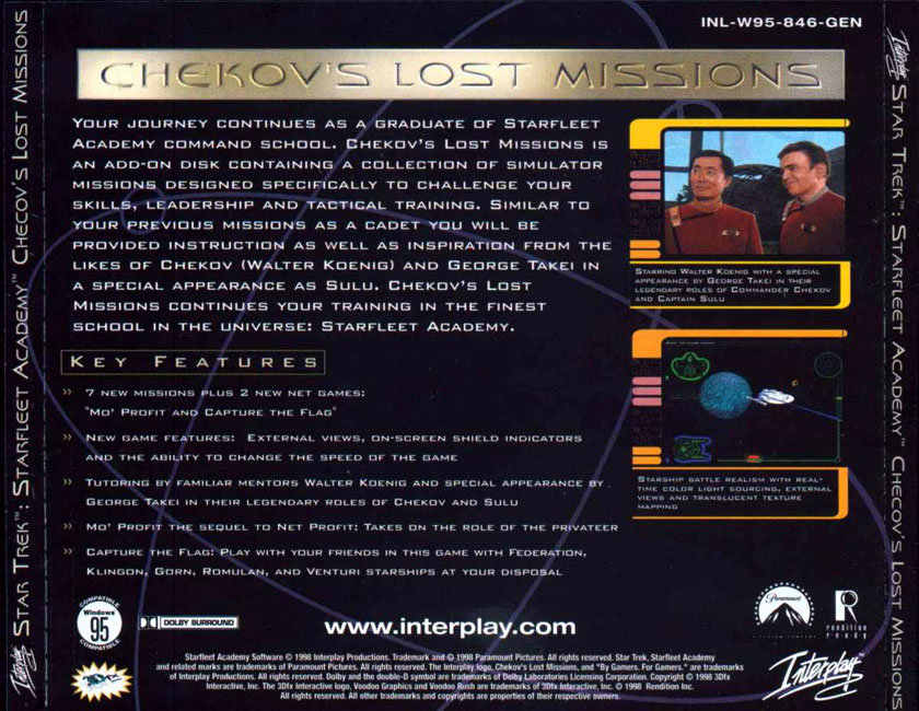 Star Trek: Starfleet Academy: Chekov's Lost Missions - zadn CD obal