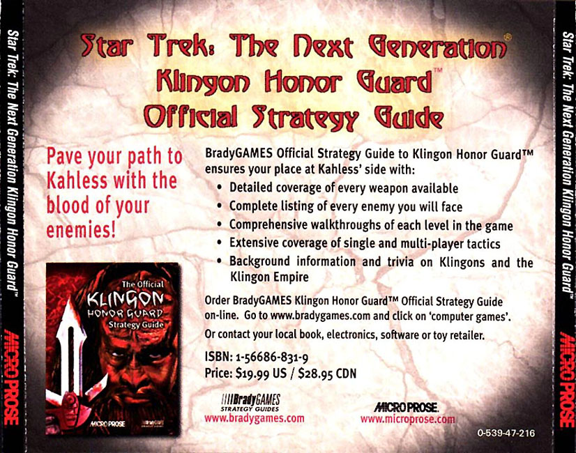 Star Trek: The Next Generation: Klingon Honor Guard - zadn CD obal