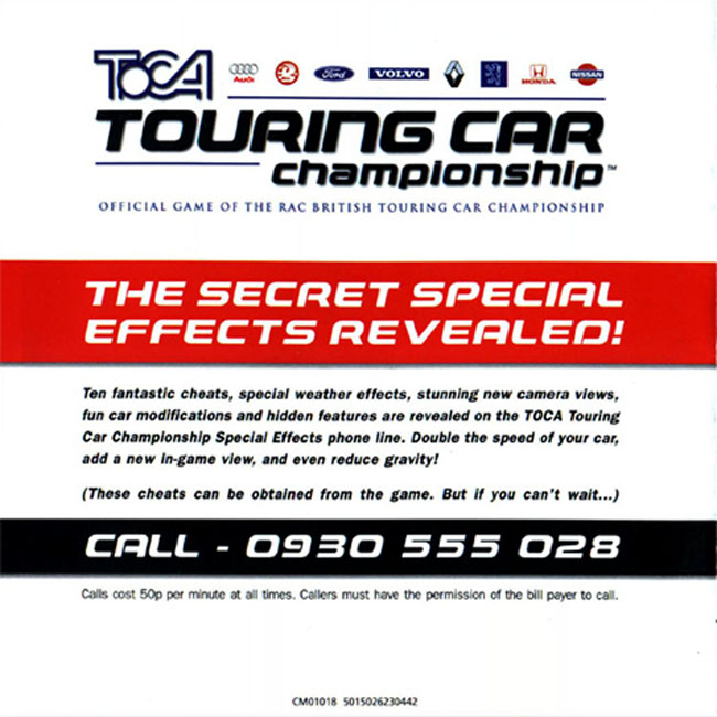 TOCA Touring Car Championship - pedn vnitn CD obal