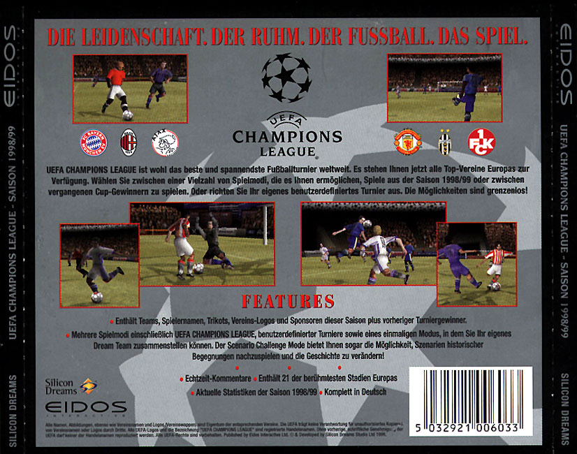 UEFA Champions League 1998-1999 - zadn CD obal