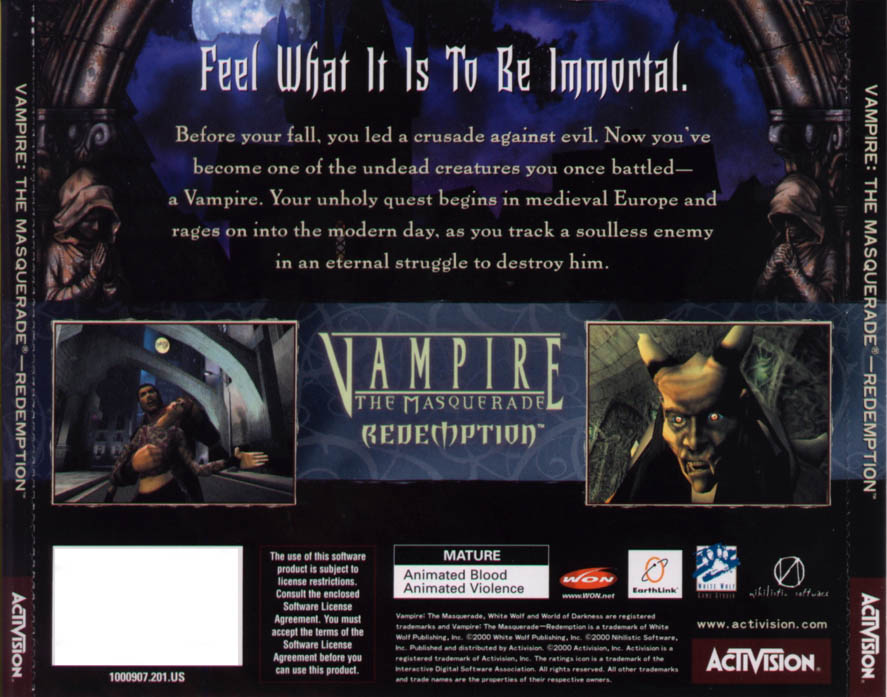 Vampire: The Masquerade - Redemption - zadn CD obal