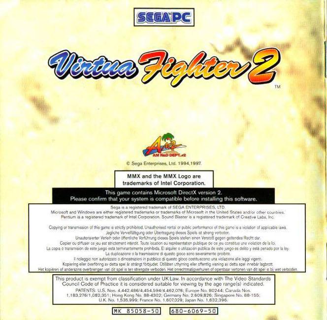 Virtua Fighter 2 - pedn vnitn CD obal