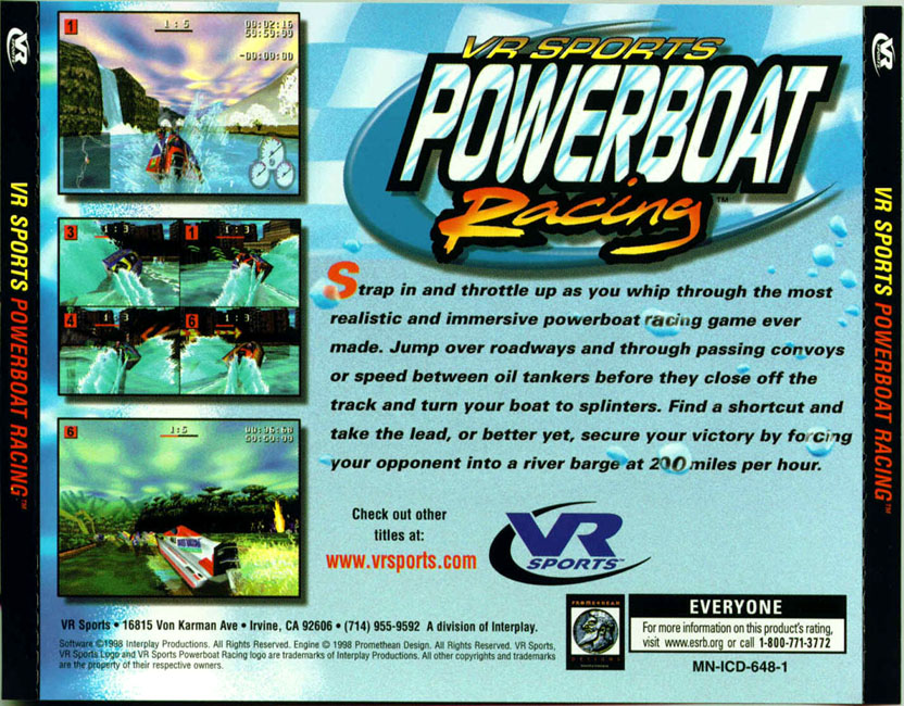 VR Sports: Powerboat Racing - zadn CD obal