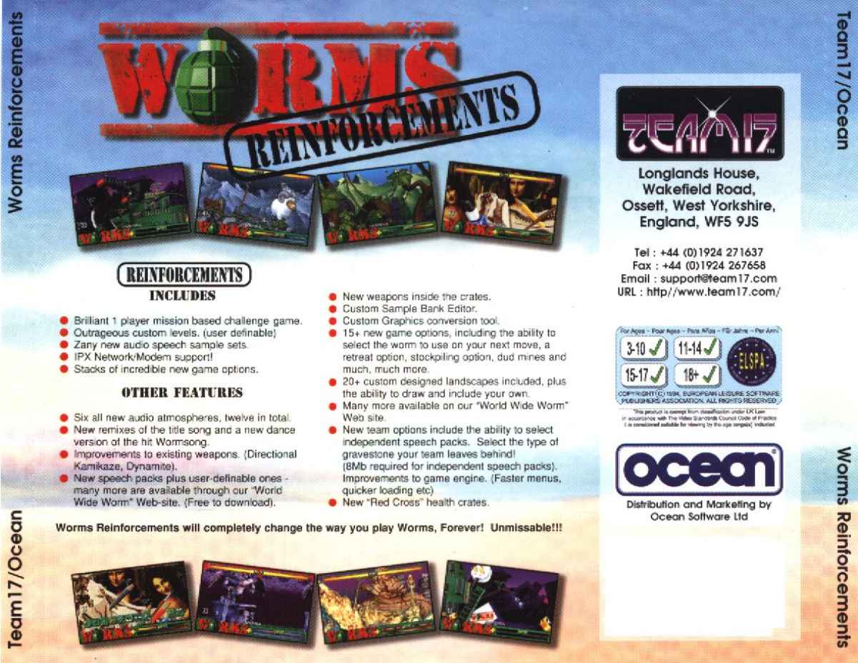 Worms: Reinforcements - zadn CD obal