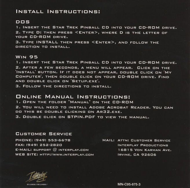 Star Trek Pinball - pedn vnitn CD obal