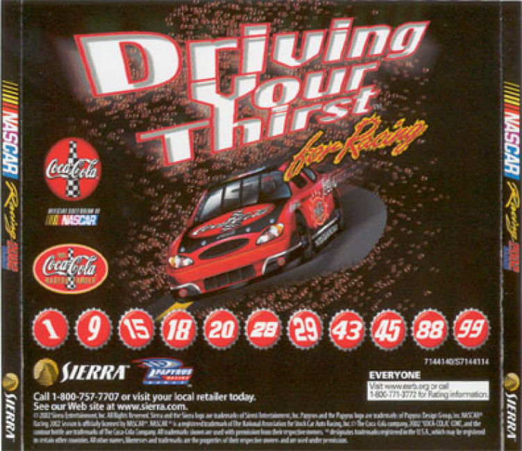 Nascar Racing 2002 Season - zadn CD obal