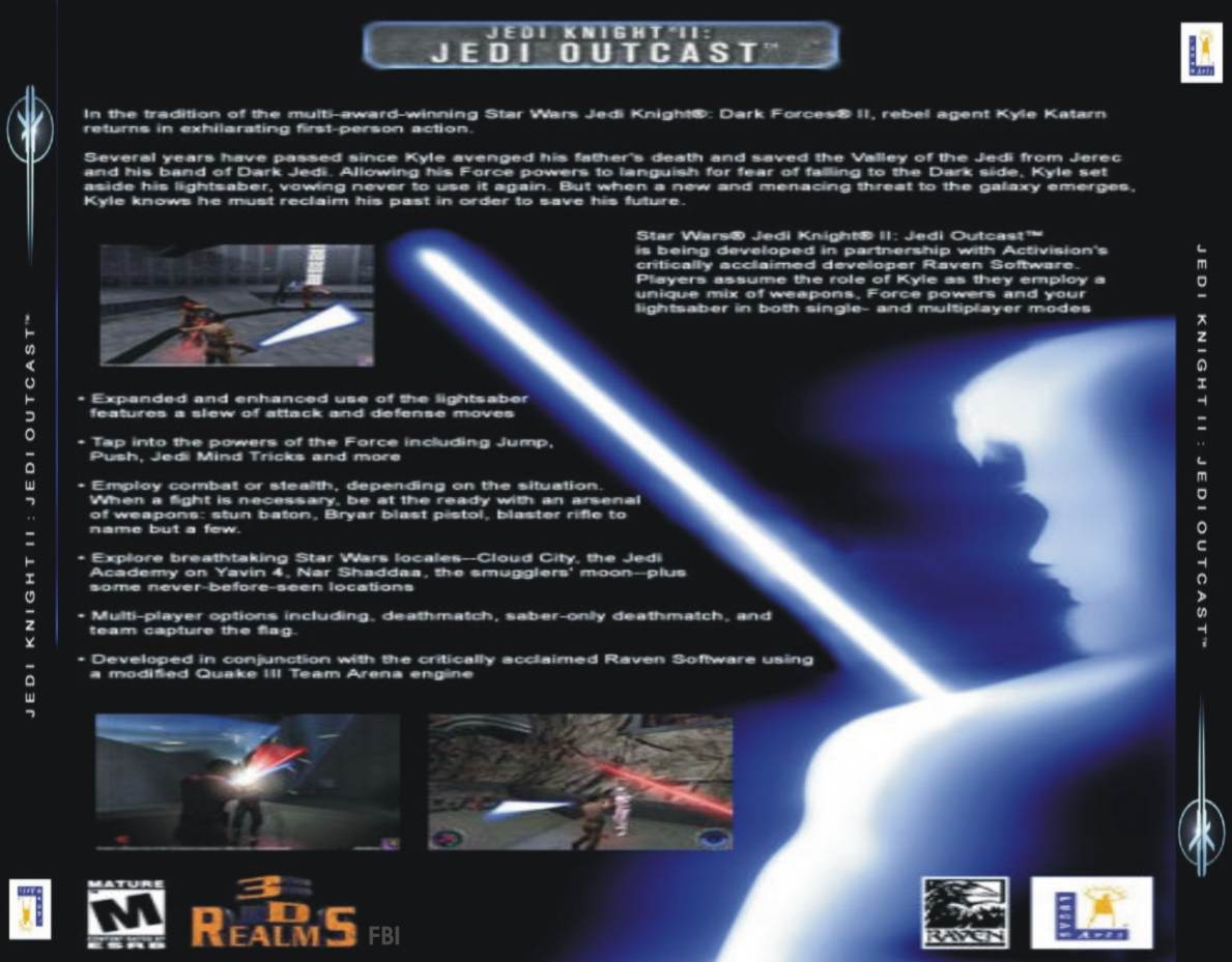 Star Wars: Jedi Knight 2: Jedi Outcast - zadn CD obal