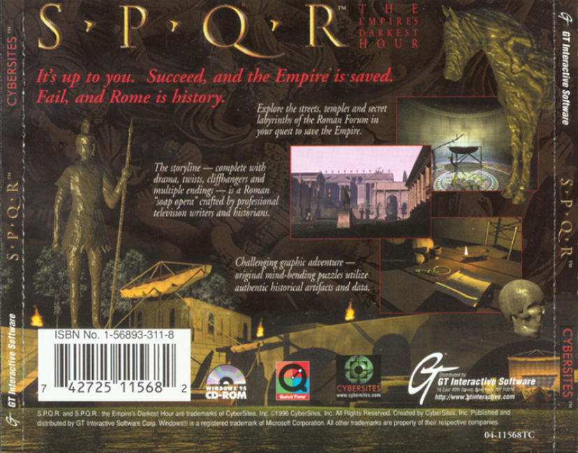 S.P.Q.R.: The Empire's Darkest Hour - zadn CD obal