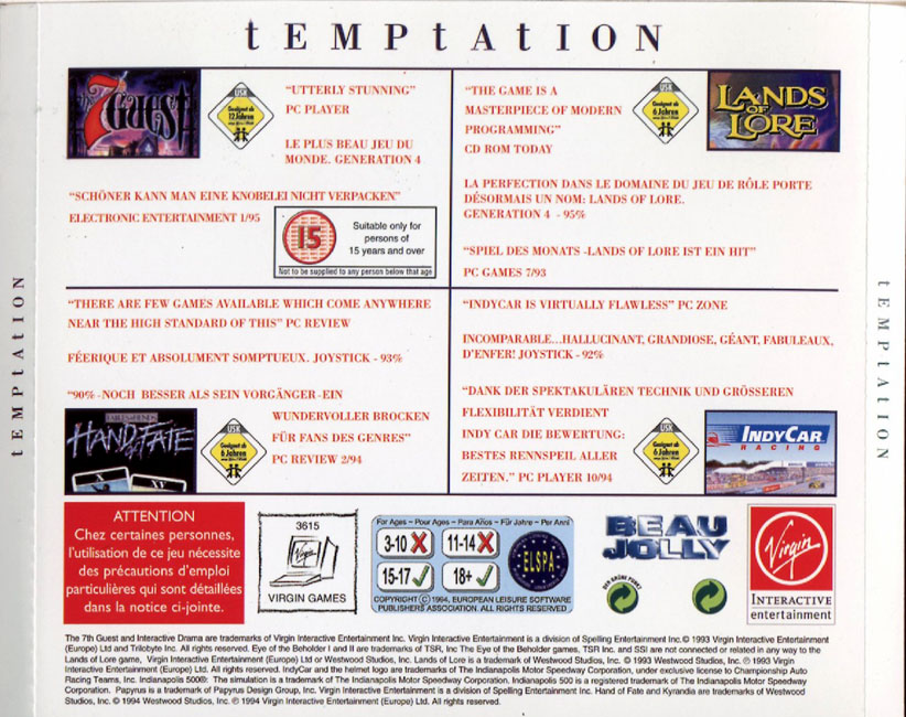 Temptation - zadn CD obal