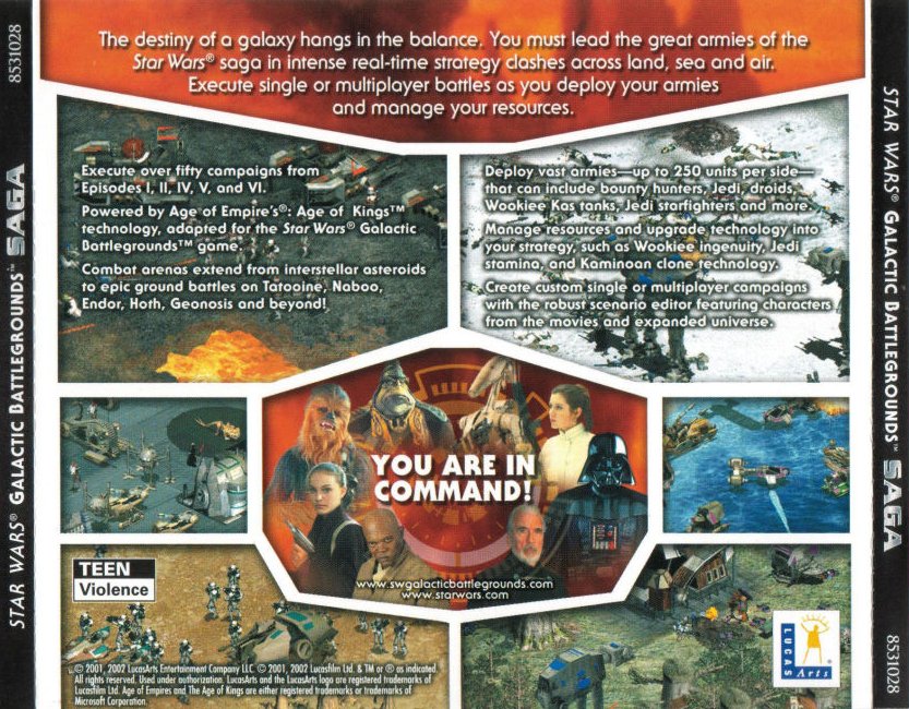 Star Wars: Galactic Battleground: Saga - zadn CD obal