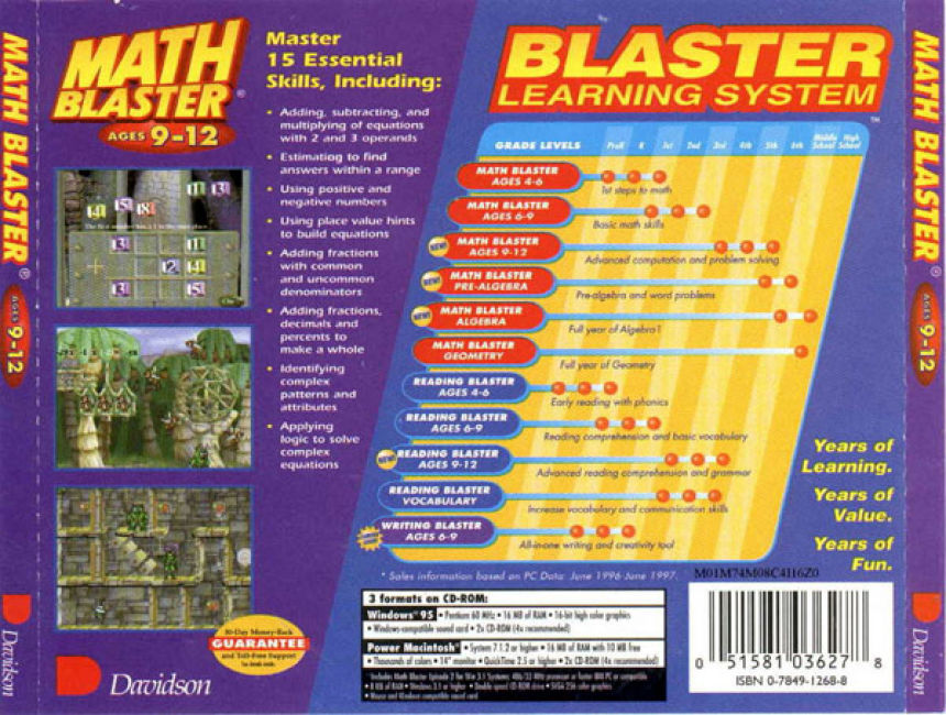 Math Blaster: Ages 9-12 - zadn CD obal