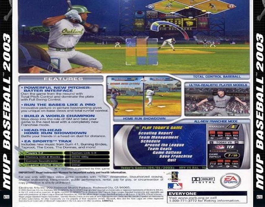 MVP Baseball 2003 - zadn CD obal